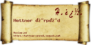 Hettner Árpád névjegykártya